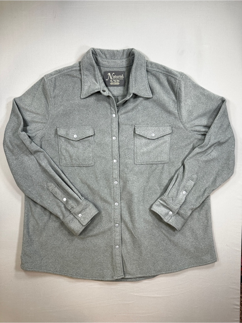 Women’s Natural Reflections XL Gray Shacket Snap Front Utility Jacket